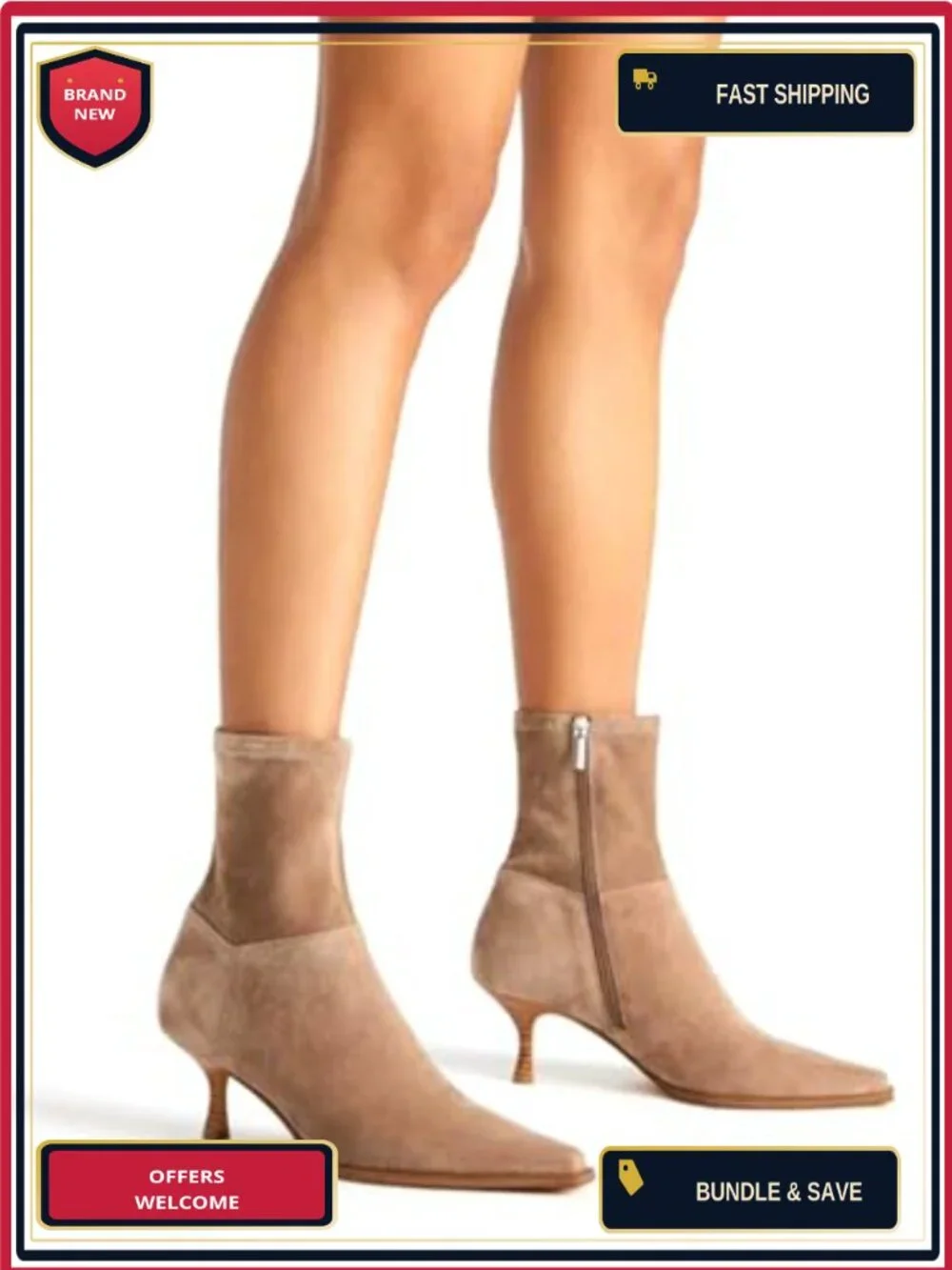 Women's Ankle Boots Pointed Toe Kitten Heel Side Zip Fall Work Booties